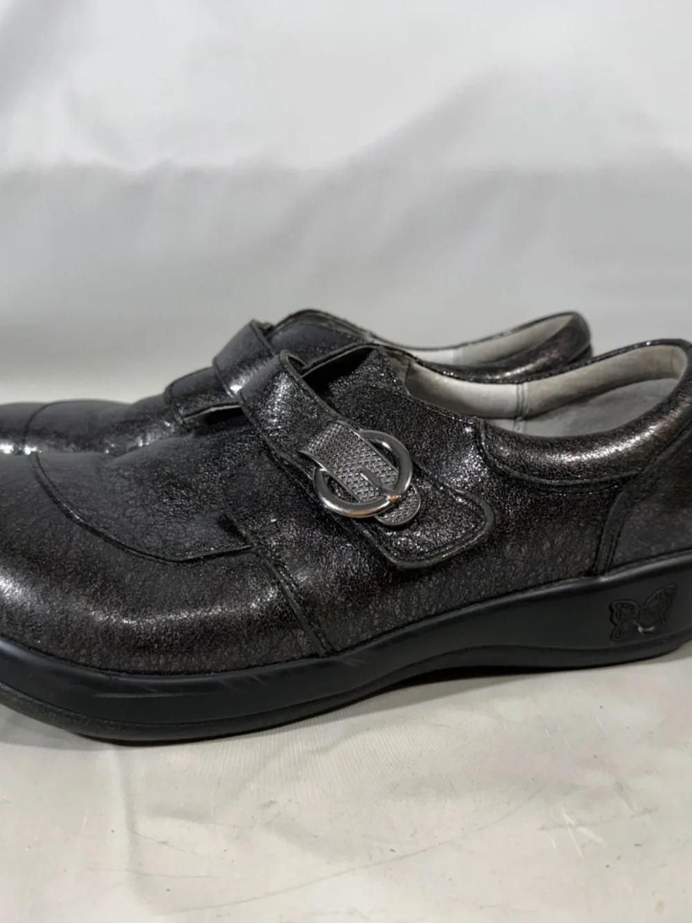 Alegria PG Lite Khloe Slip-On Black Metallic Nursing Work Shoes Size 37 (6.5-7)